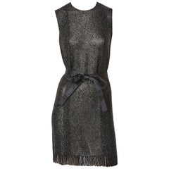 Norman Norell Bugle Beaded Sheath with Satin Belt