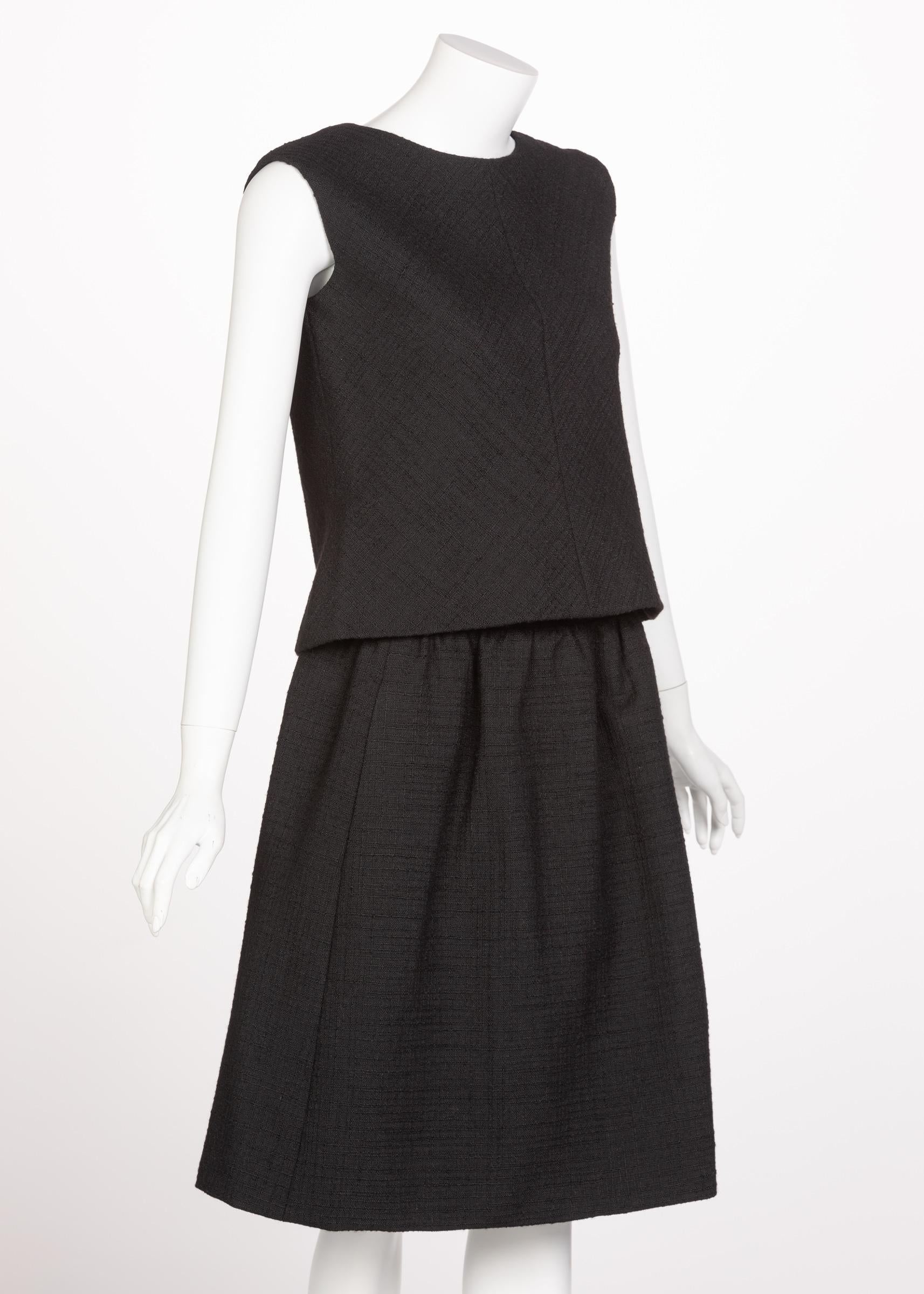 Noir Norman Norell Couture Tailleur jupe tailleur noir/haut sans manches, années 1960 en vente