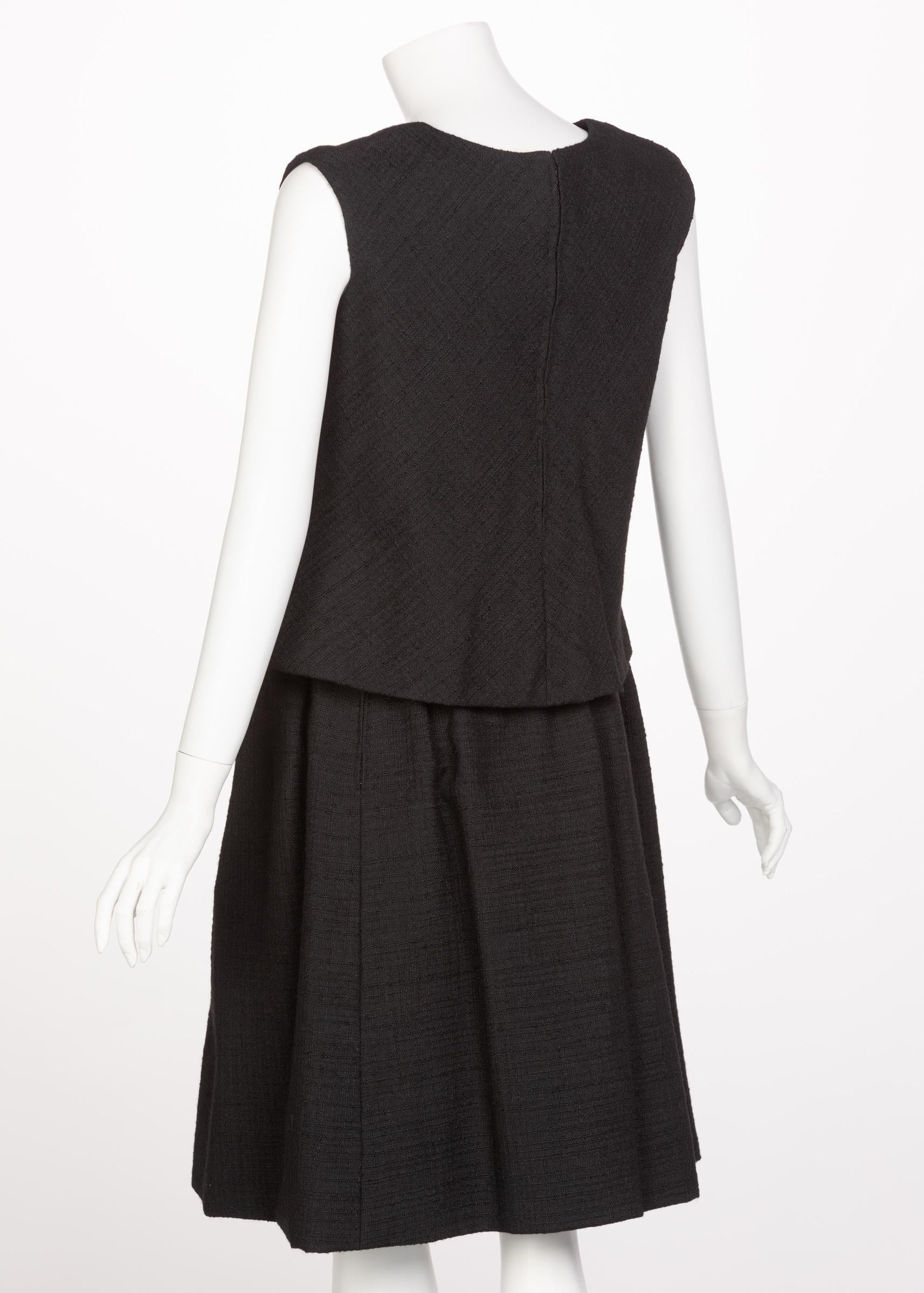 Norman Norell Couture Tailleur jupe tailleur noir/haut sans manches, années 1960 Bon état - En vente à Boca Raton, FL