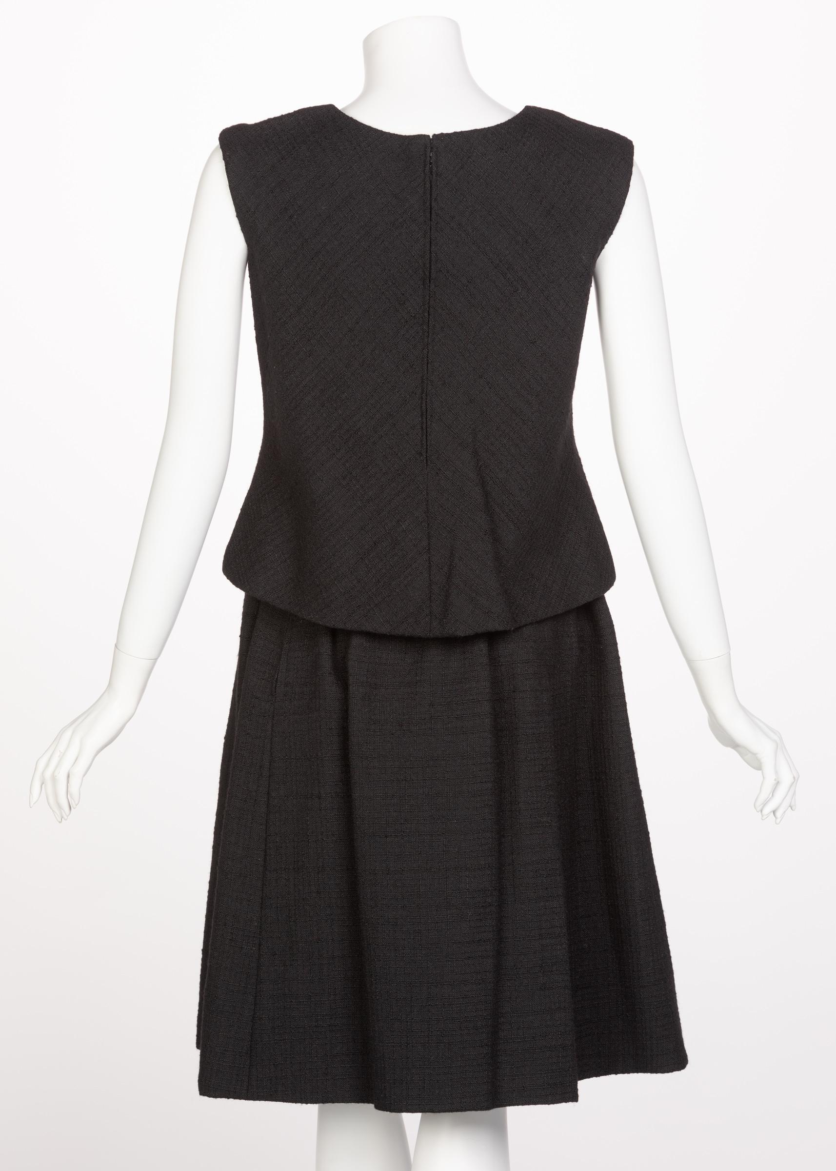 Norman Norell Couture Tailleur jupe tailleur noir/haut sans manches, années 1960 Pour femmes en vente