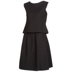 Norman Norell Couture Black Tailored Skirt Suit / Sleeveless Top, 1960s