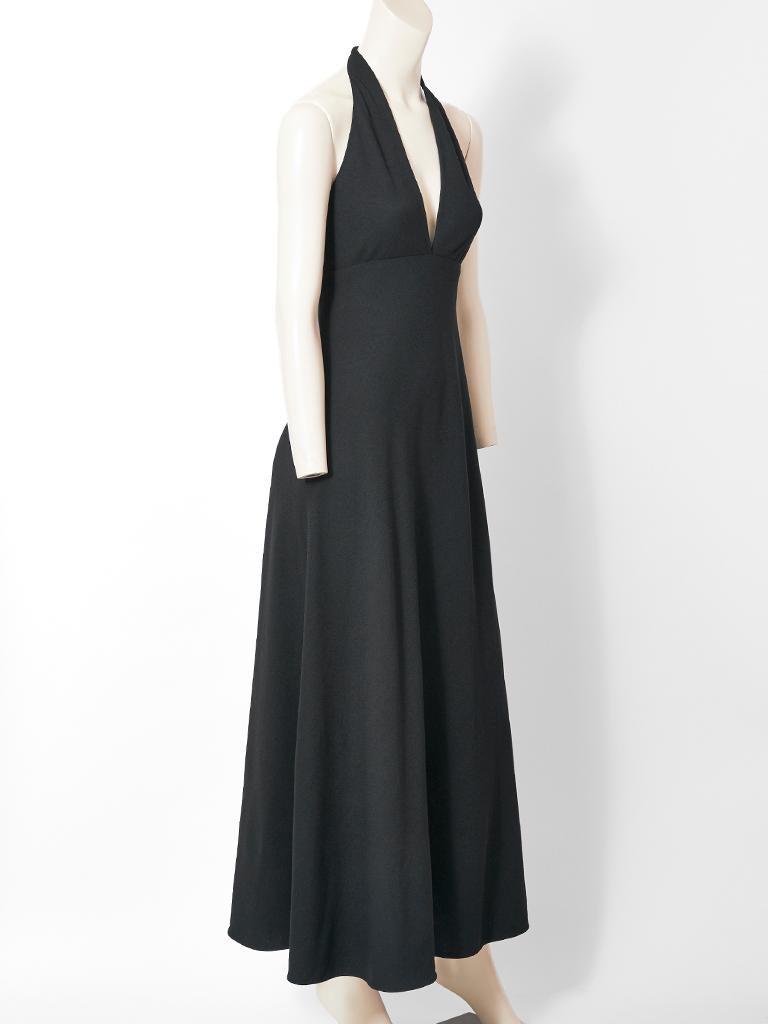 Black Norman Norell Crepe Halter Neck Gown