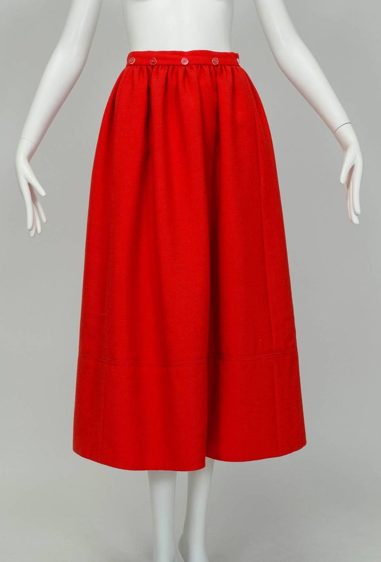 Norman Norell Heavyweight Red Gathered Hostess Skirt - Small, 1960s For ...