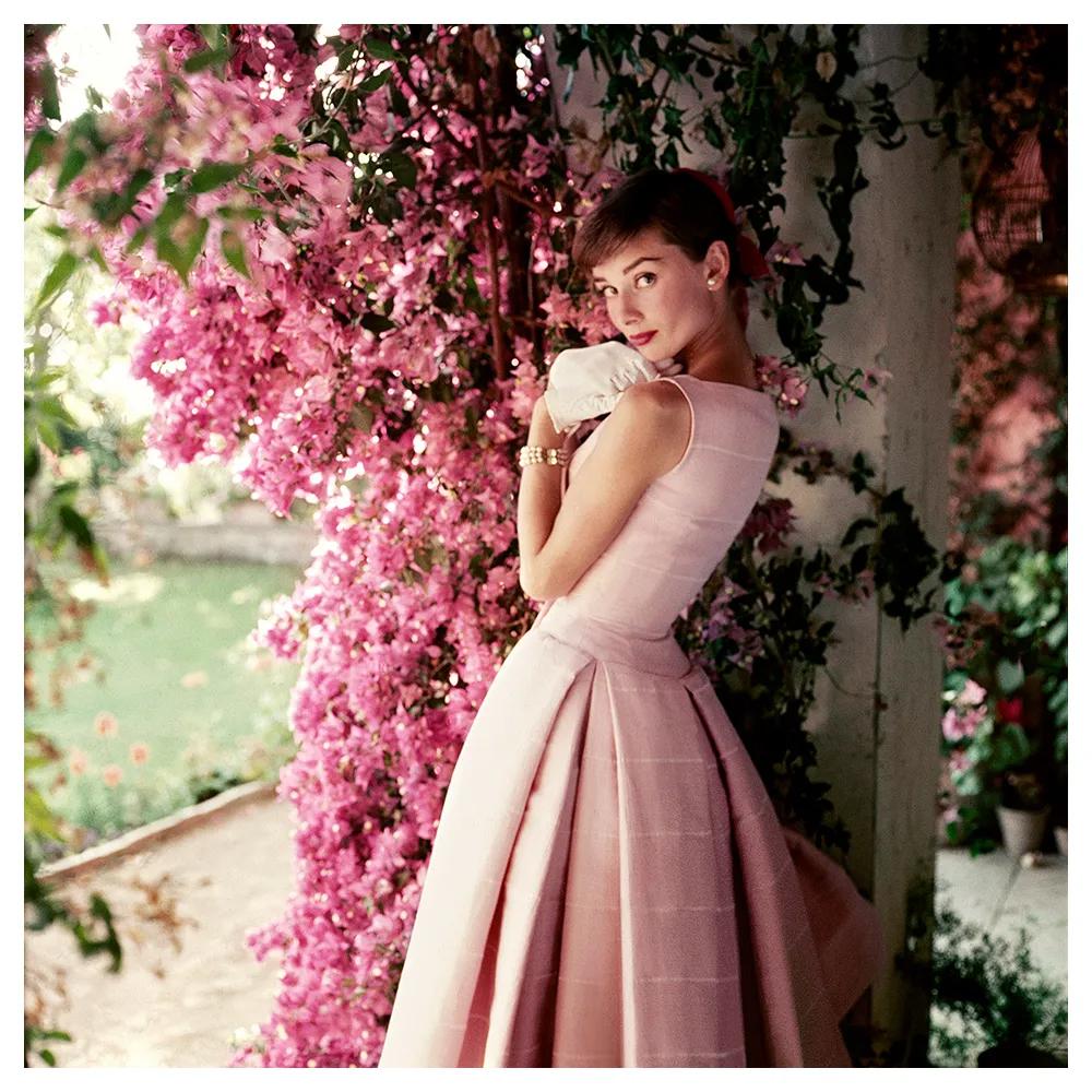 Audrey Hepburn In Pink Rome 1955 Limitierter Nachlassdruck