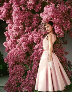 Audrey Hepburn Flowers - the movie star and icon dressed in pink haute couture