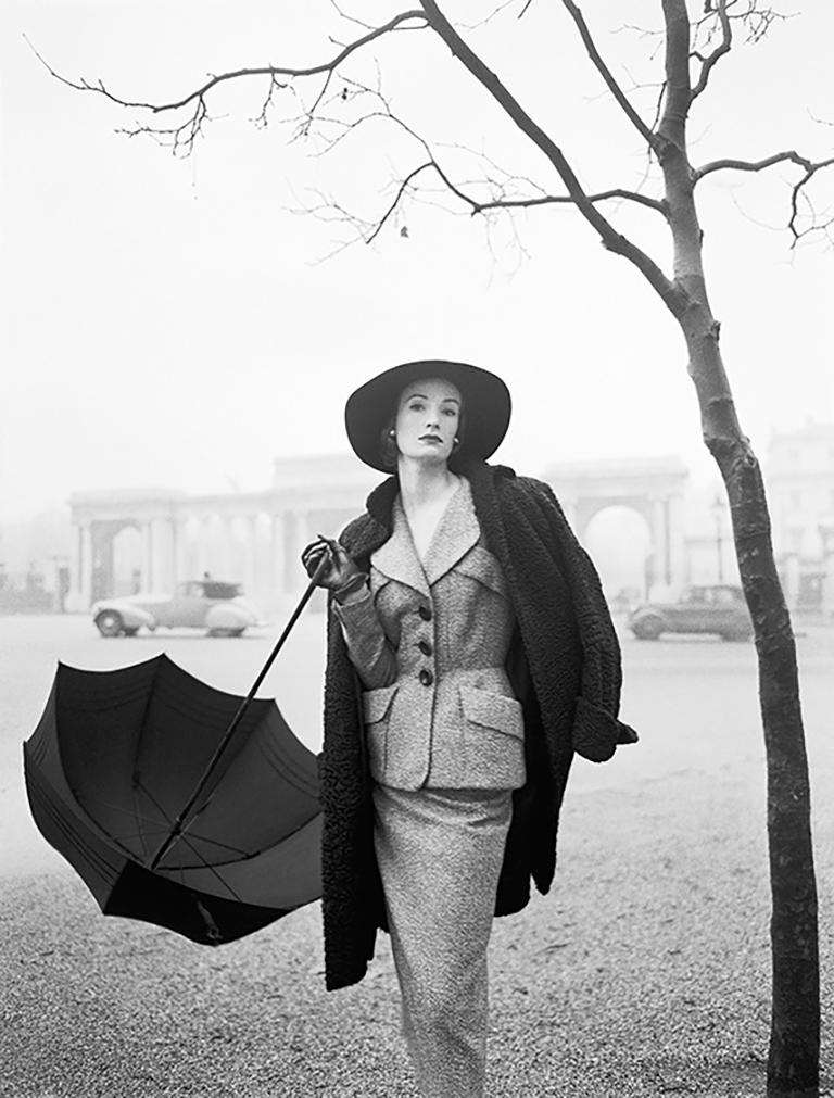 Norman Parkinson Color Photograph - Wenda In A Hardy Amies Suit, Near Rotten Row, Hyde Park Corner, London, 1951
