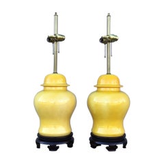 Norman Perry Mid-century Modern Yellow Table Lamps, Pair Vintage Norman Perry Mid-century Modern Yellow Table Lamps, Pair