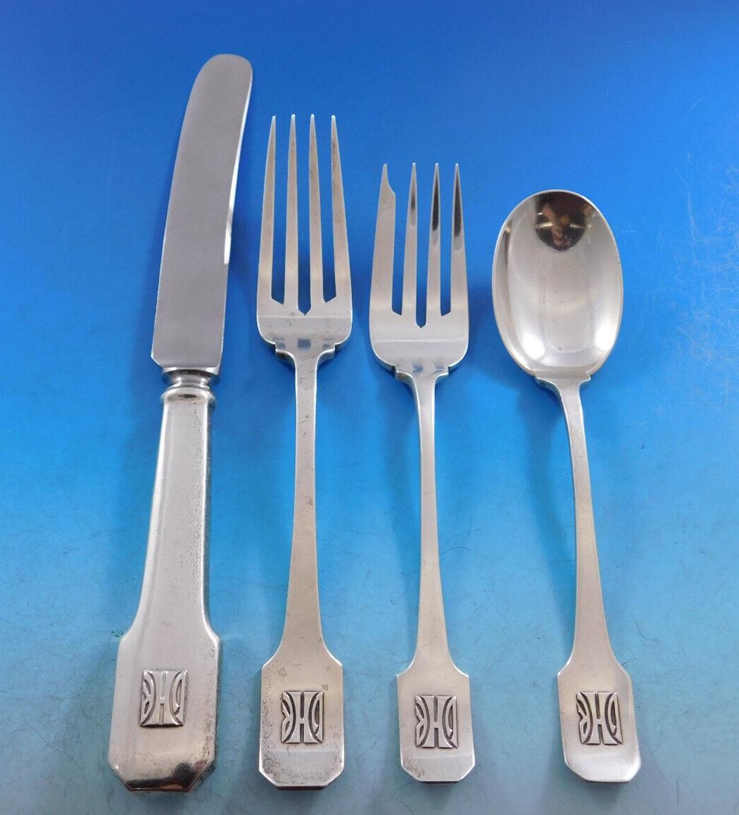 Norman Plain by Shreve Sterling Silver Flatware Set Service 267 Pieces Dinner For Sale 8
