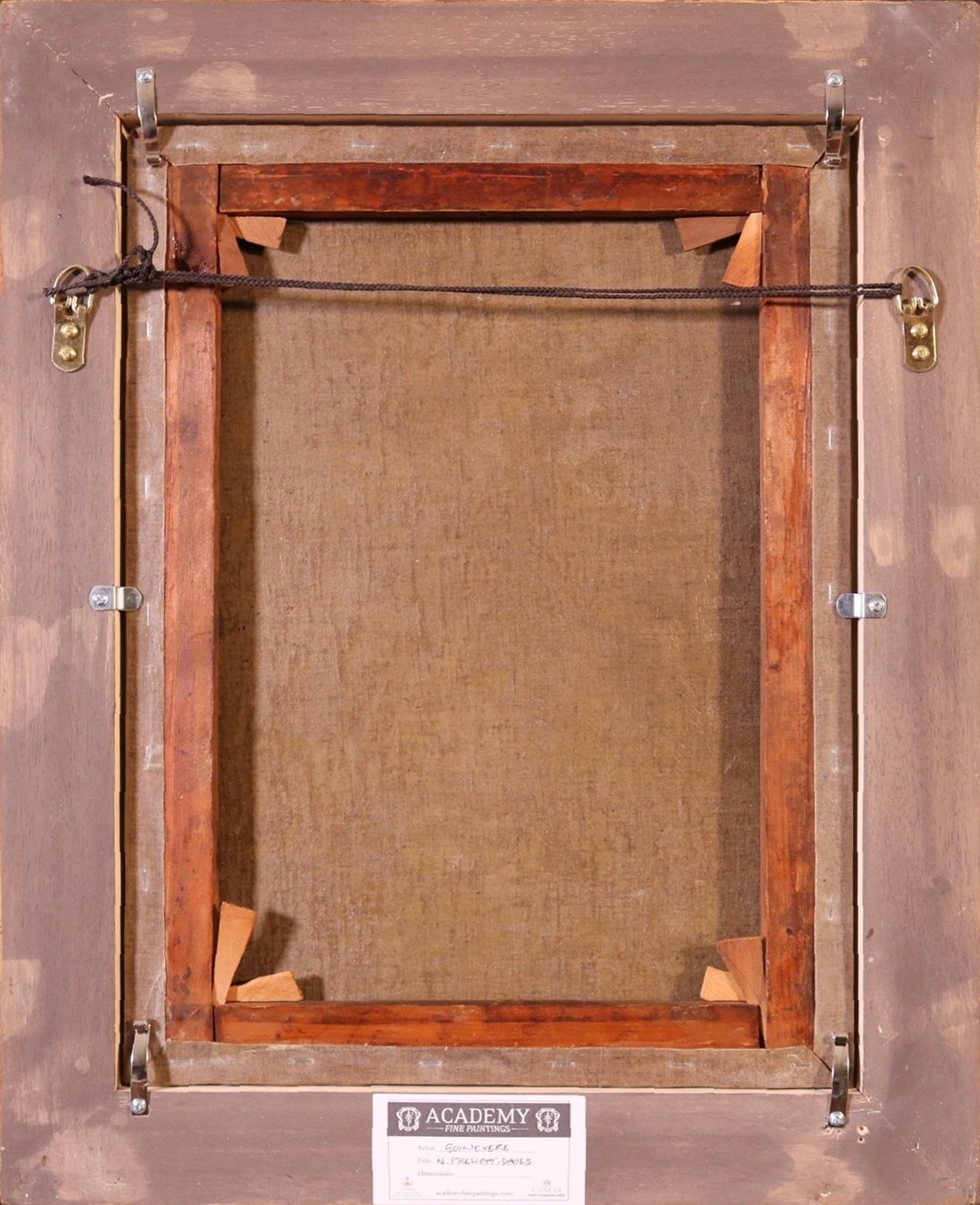 Pittura a olio preraffaellita del XIX secolo King Arthur Regina Ginevra Camelot in vendita 6
