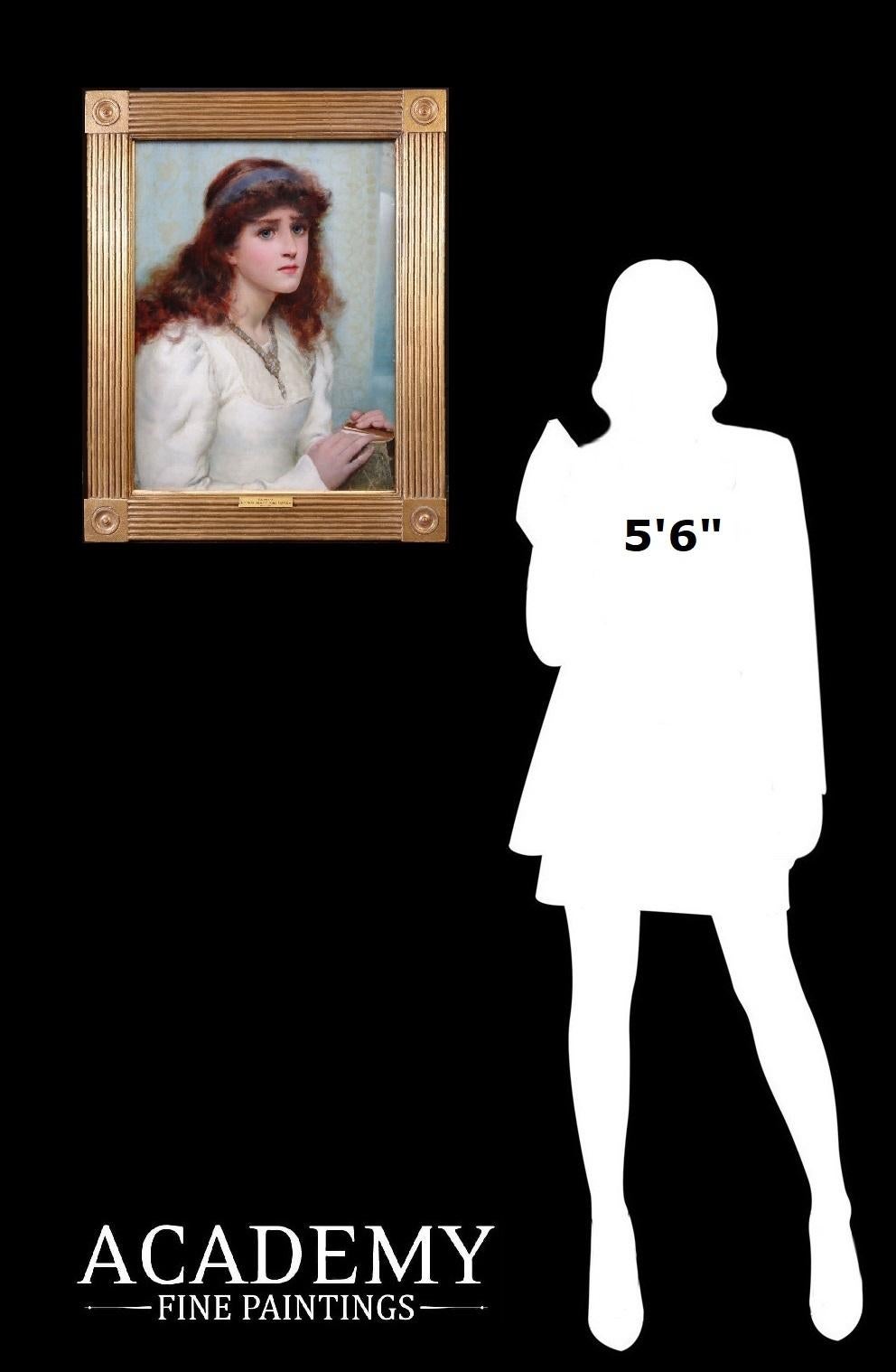 Peinture à l'huile préraphaélite du 19e siècle représentant Guenièvre, le roi Arthur à Camelot - Painting de Norman Prescott-Davies RBA RCA