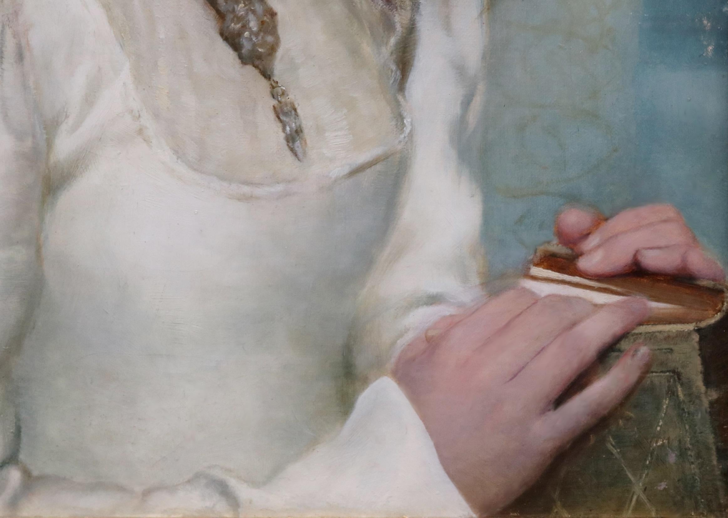 Peinture à l'huile préraphaélite du 19e siècle représentant Guenièvre, le roi Arthur à Camelot en vente 2