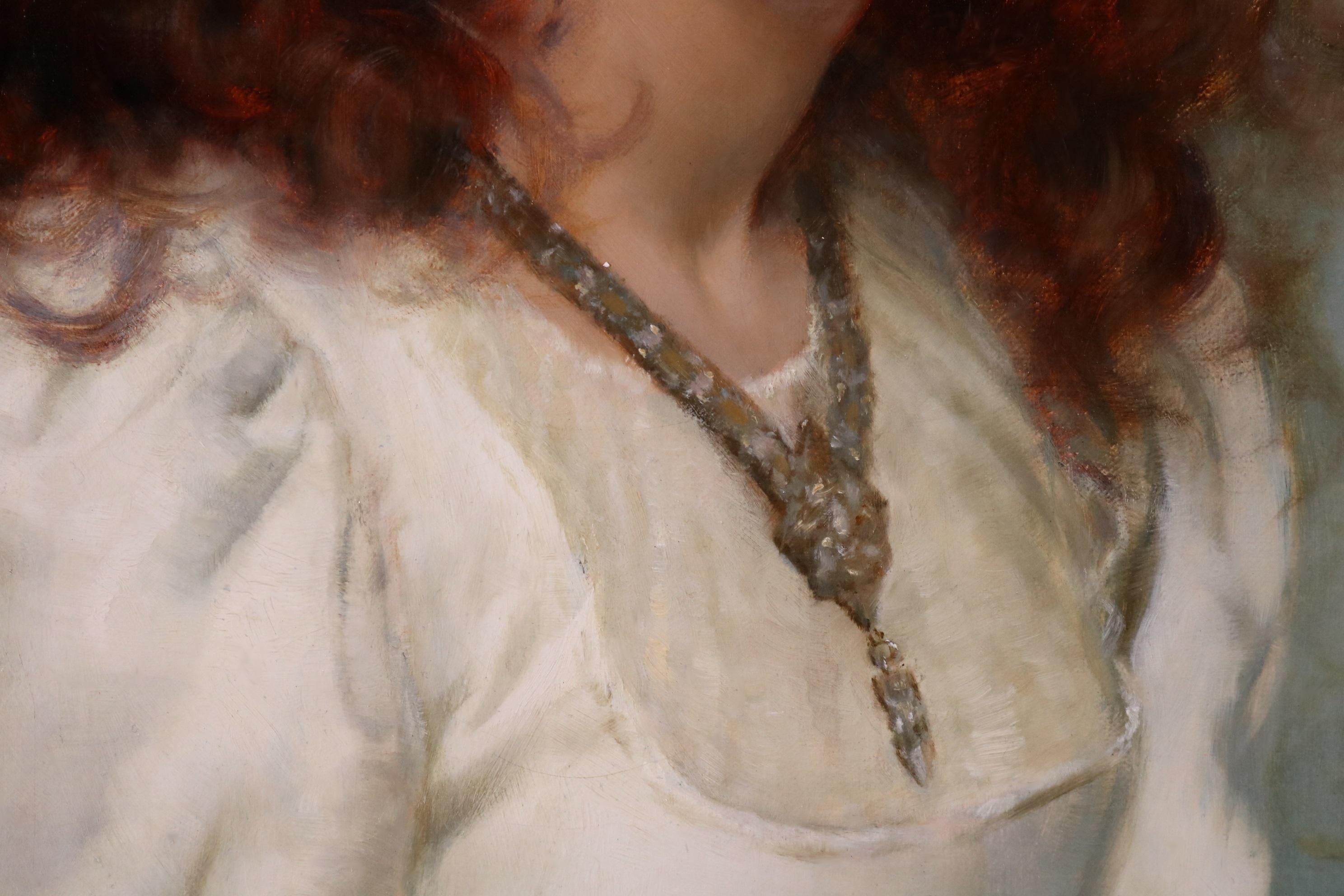 Ginevra - Dipinto a olio preraffaellita del XIX secolo raffigurante la leggenda della regina King Arthur 1