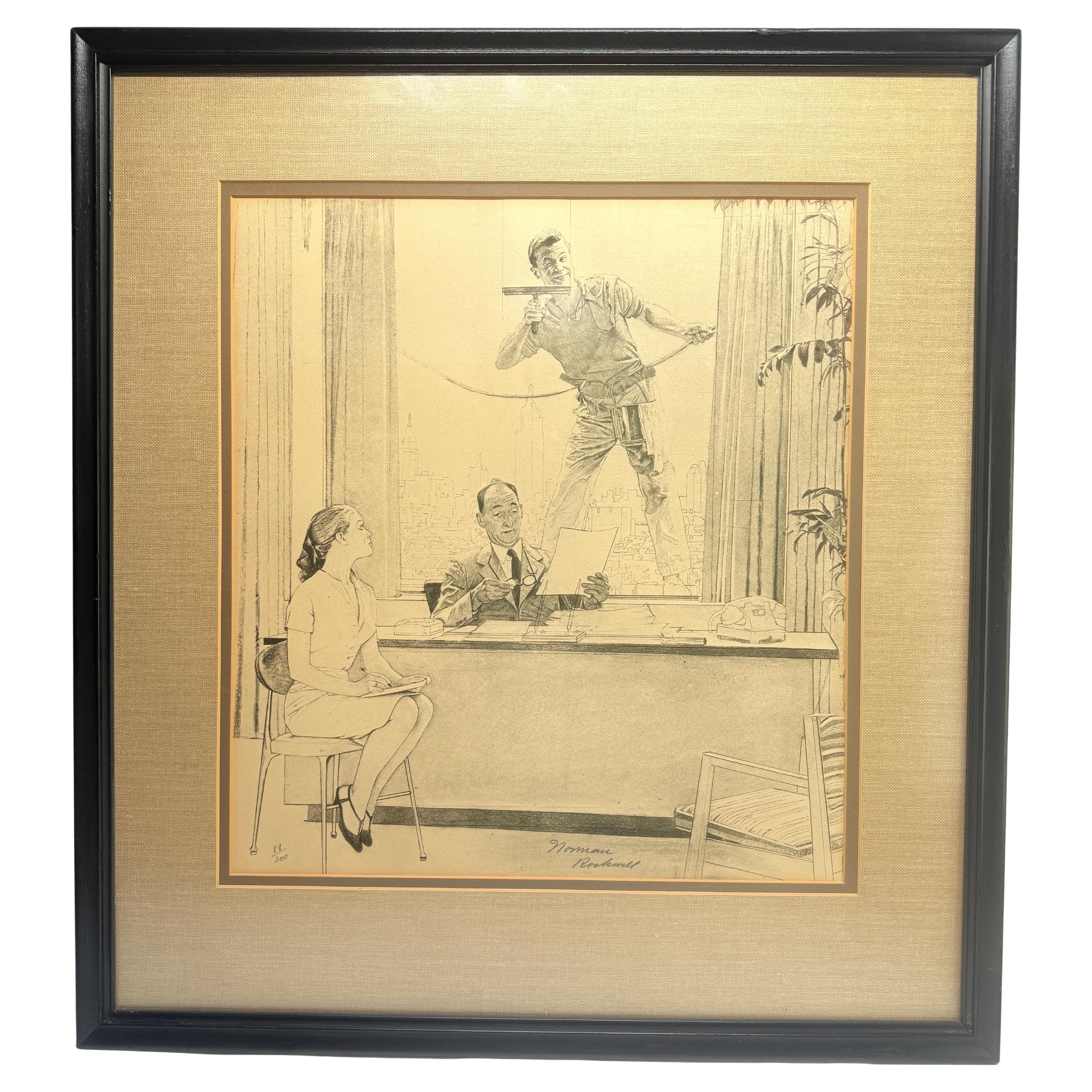 Norman Rockwell (americano, 1894-1978) "Lavavetri", litografia firmata in vendita