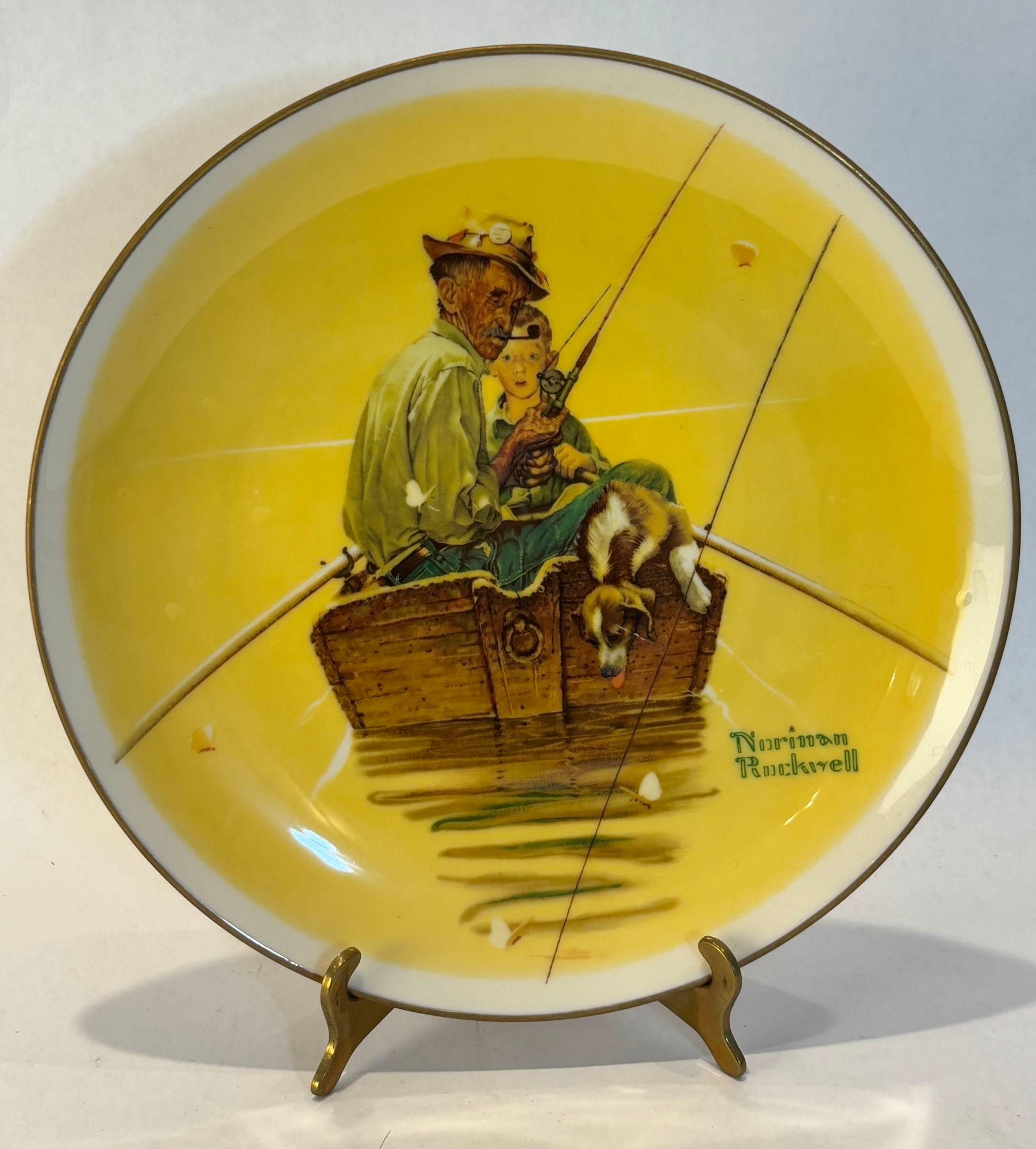 Norman Rockwell Fish Finders Platten Vier Jahreszeiten Gorham 10,5 