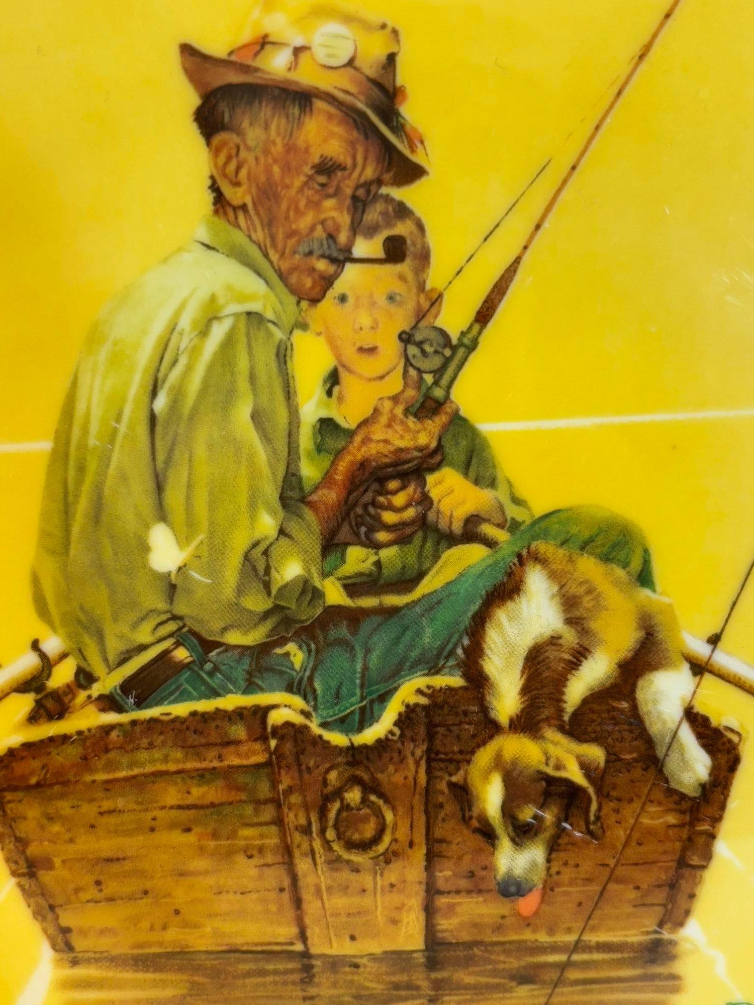Norman Rockwell Fish Finders Four Seasons Gorham 10,5 Collector Teller (Porzellan) im Angebot