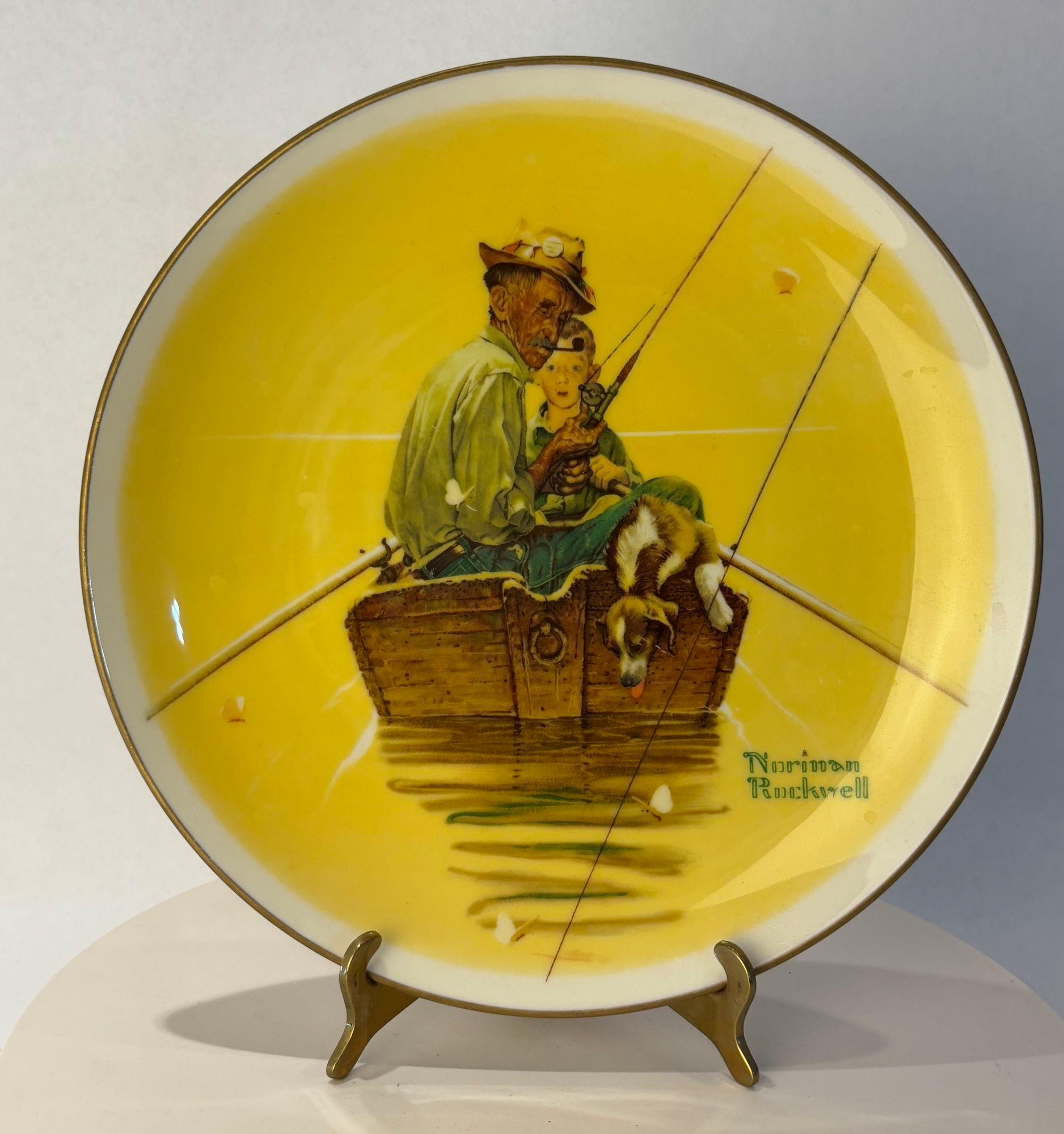 Norman Rockwell Fish Finders Four Seasons Gorham 10,5 Collector Teller im Angebot 1