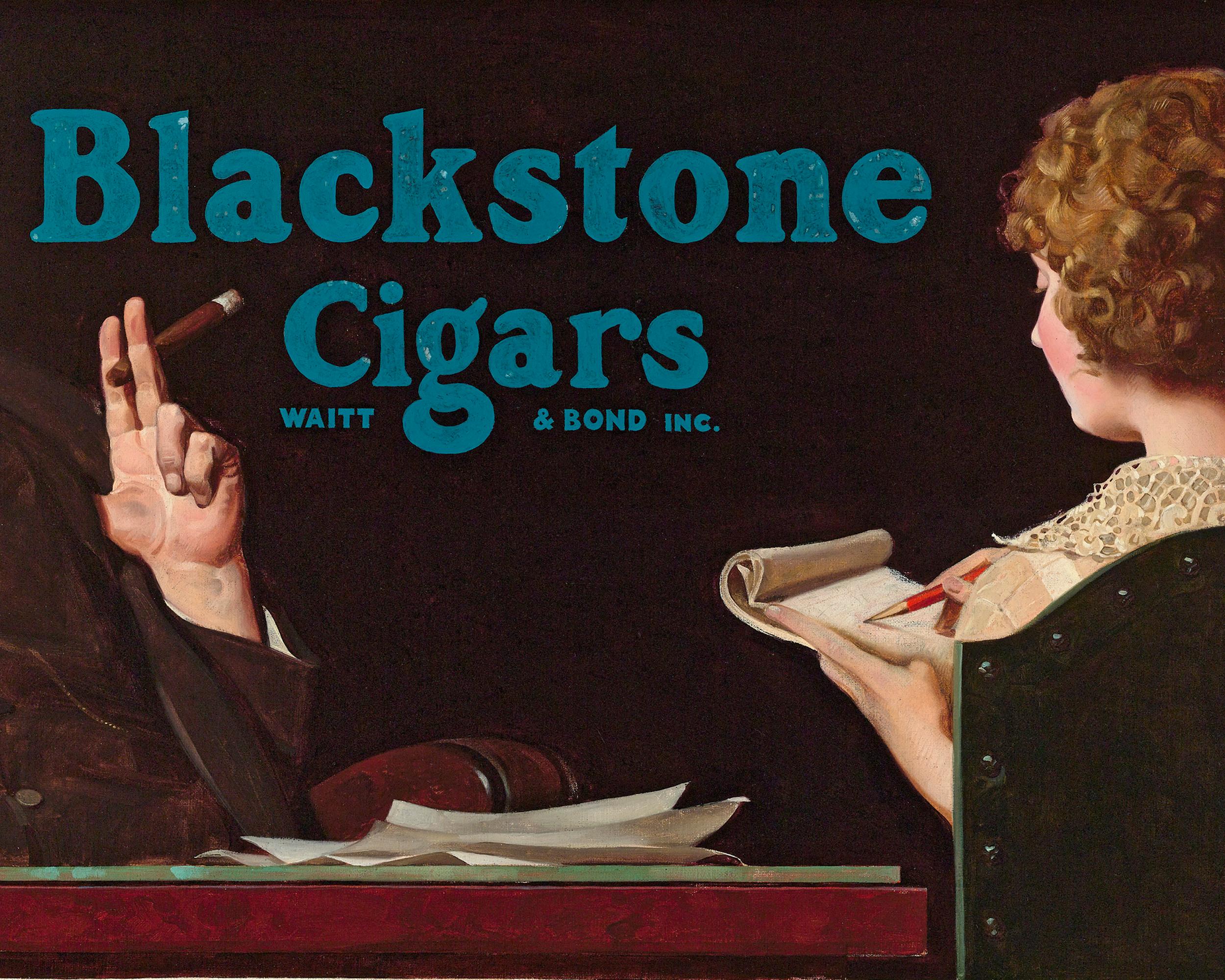 Cigares Blackstone - Noir Portrait Painting par Norman Rockwell
