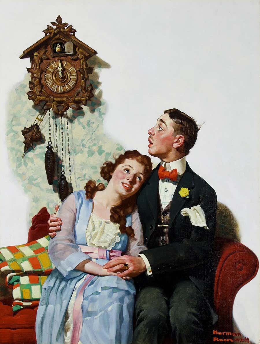 Courting Couple at Midnight, Original cover for The Saturday Evening Post, 1919