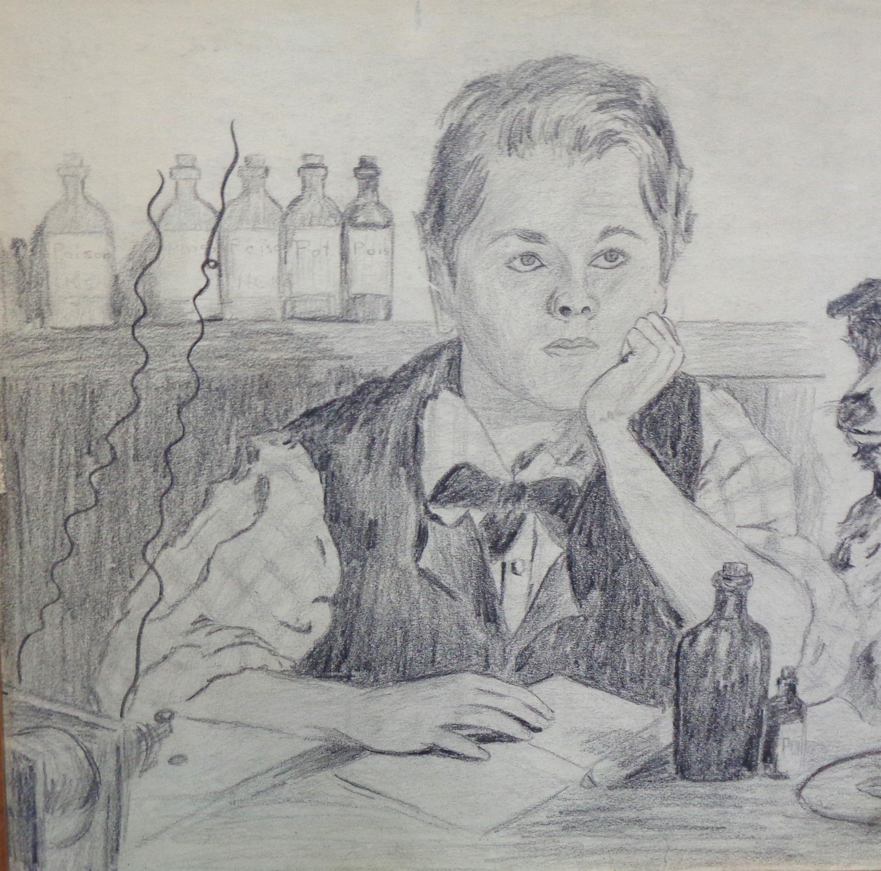 Norman Rockwell 1894-1978 Pencil Drawing Boy and Dog Signed NR Authenticated For Sale 1