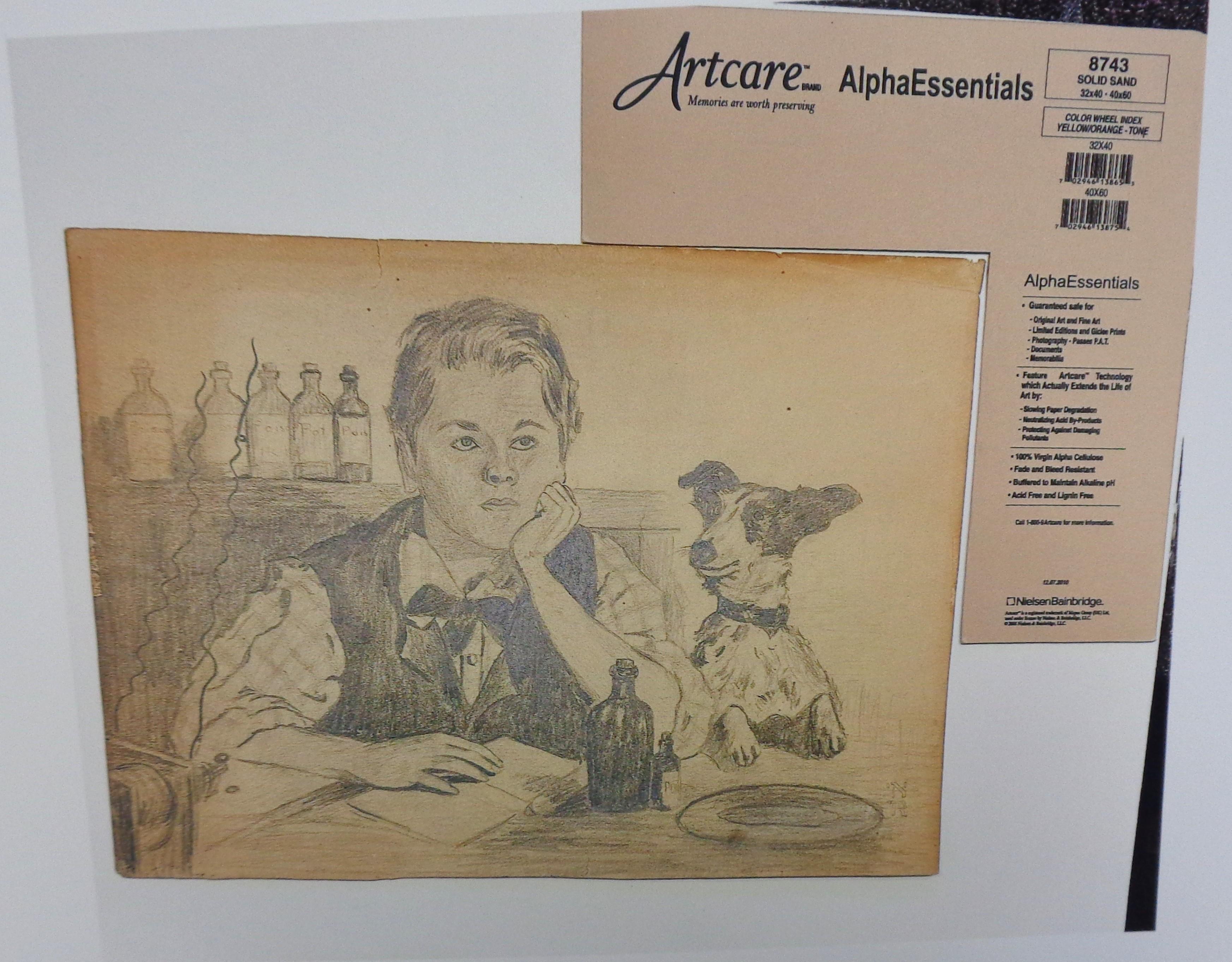 Norman Rockwell 1894-1978 Pencil Drawing Boy and Dog Signed NR Authenticated For Sale 6