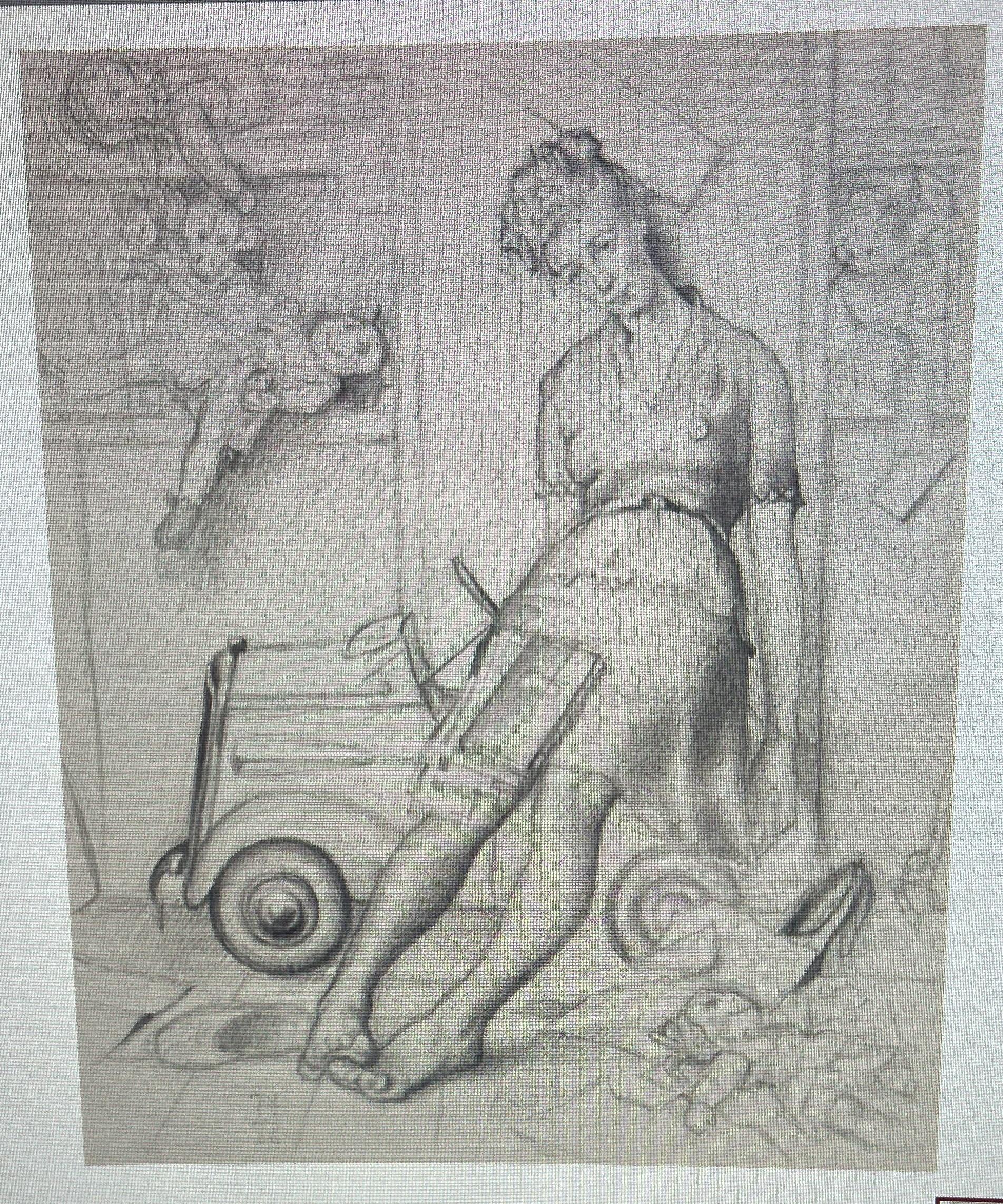 Norman Rockwell 1894-1978 Pencil Drawing Boy and Dog Signed NR Authenticated For Sale 8