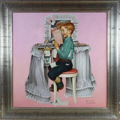 Segreti, dipinto a olio su tela After Norman Rockwell