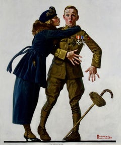 "El cobarde" Portada original para la revista Life, Mujer besando a un soldado de la Primera Guerra Mundial