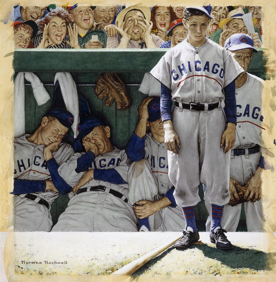 The Dugout, Post Cover - Painting by Norman Rockwell