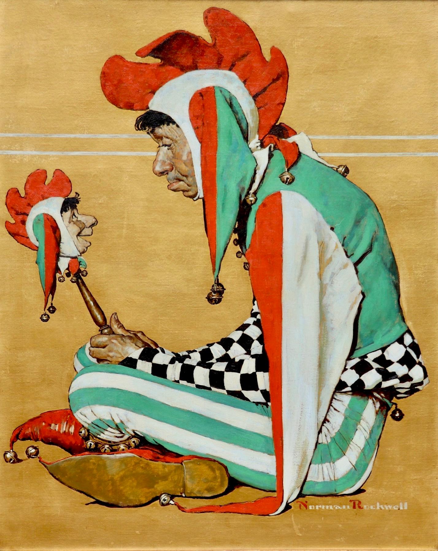 Norman Rockwell Figurative Painting – The Jester, Post-Cover