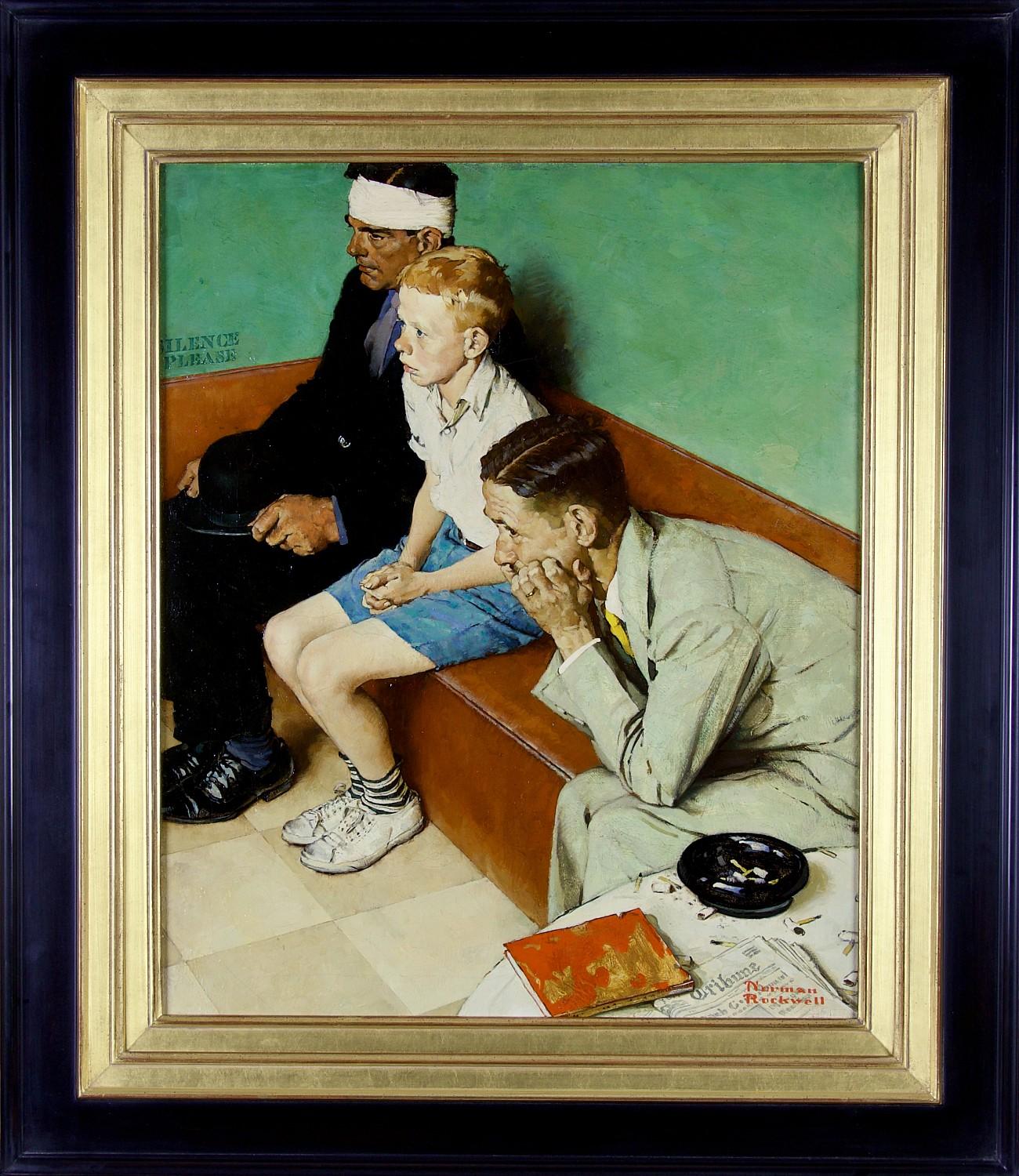 Waiting Room, Doctor Office, Story Illustration for The Saturday Evening Post - Painting by Norman Rockwell