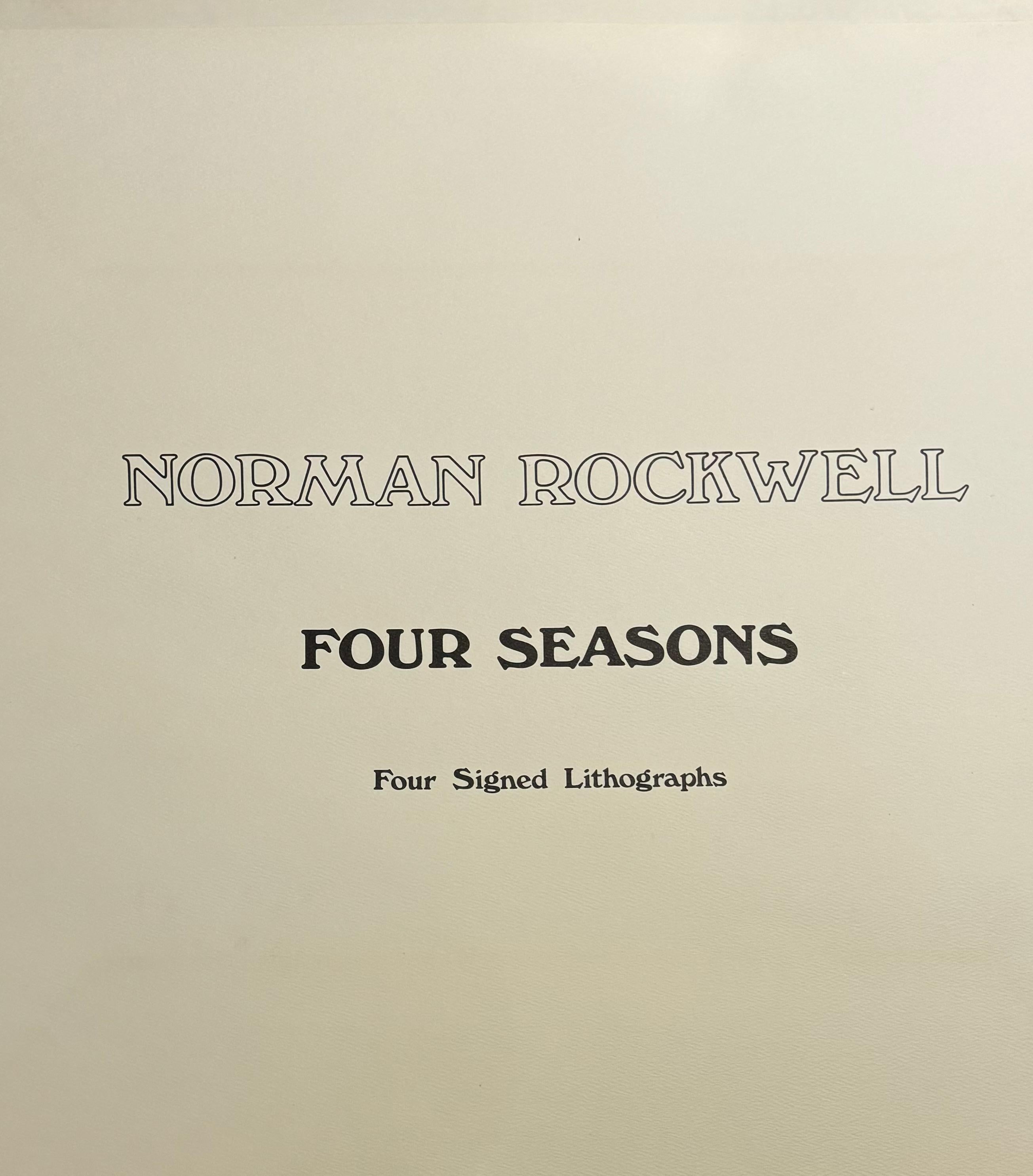 1979 Original Hand PENCIL SiGNED SUITE Four Seasons W/ Four Original Lithographs - American Realist Print by Norman Rockwell