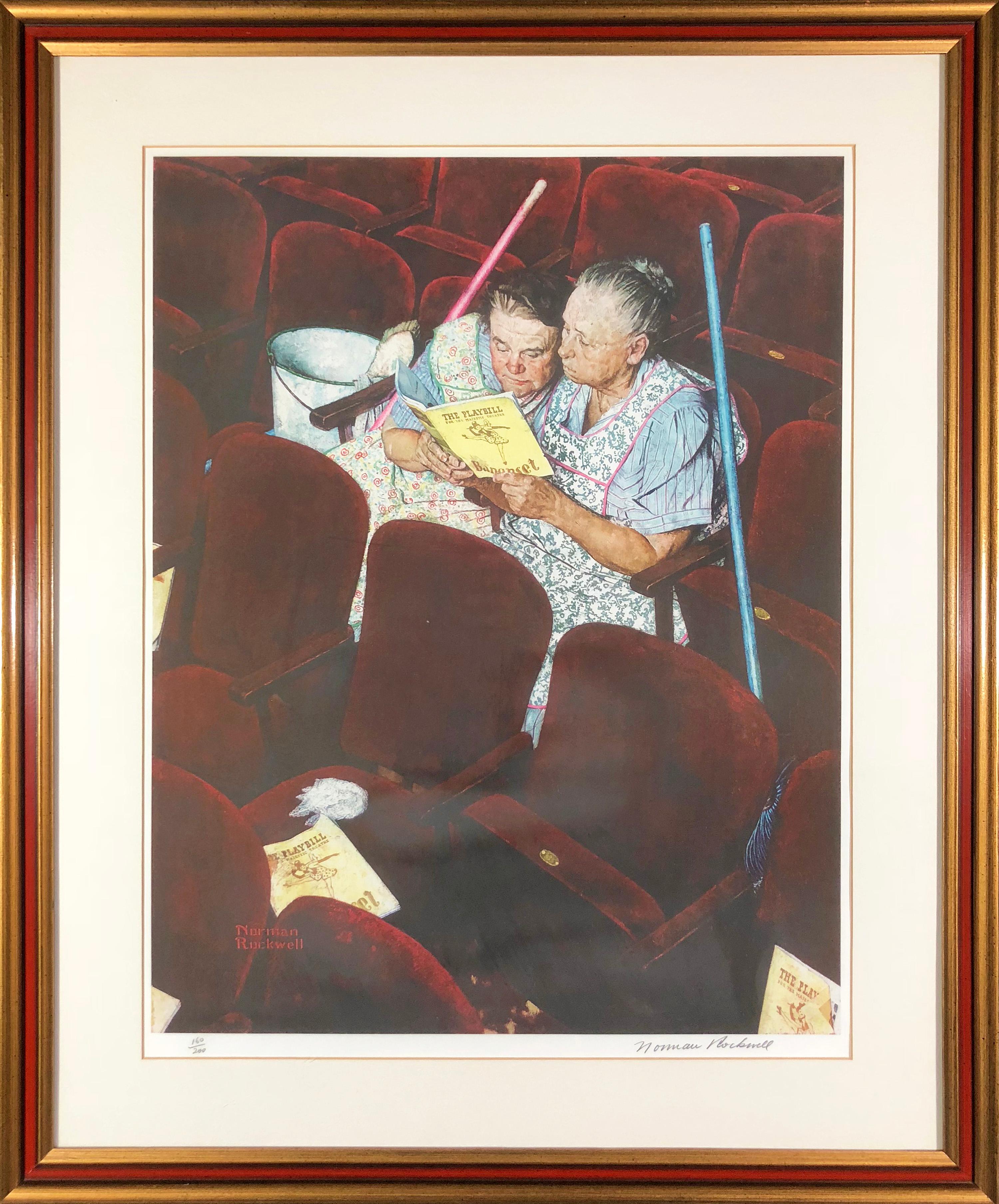 Charwomen in Theater - Print by After Norman Rockwell