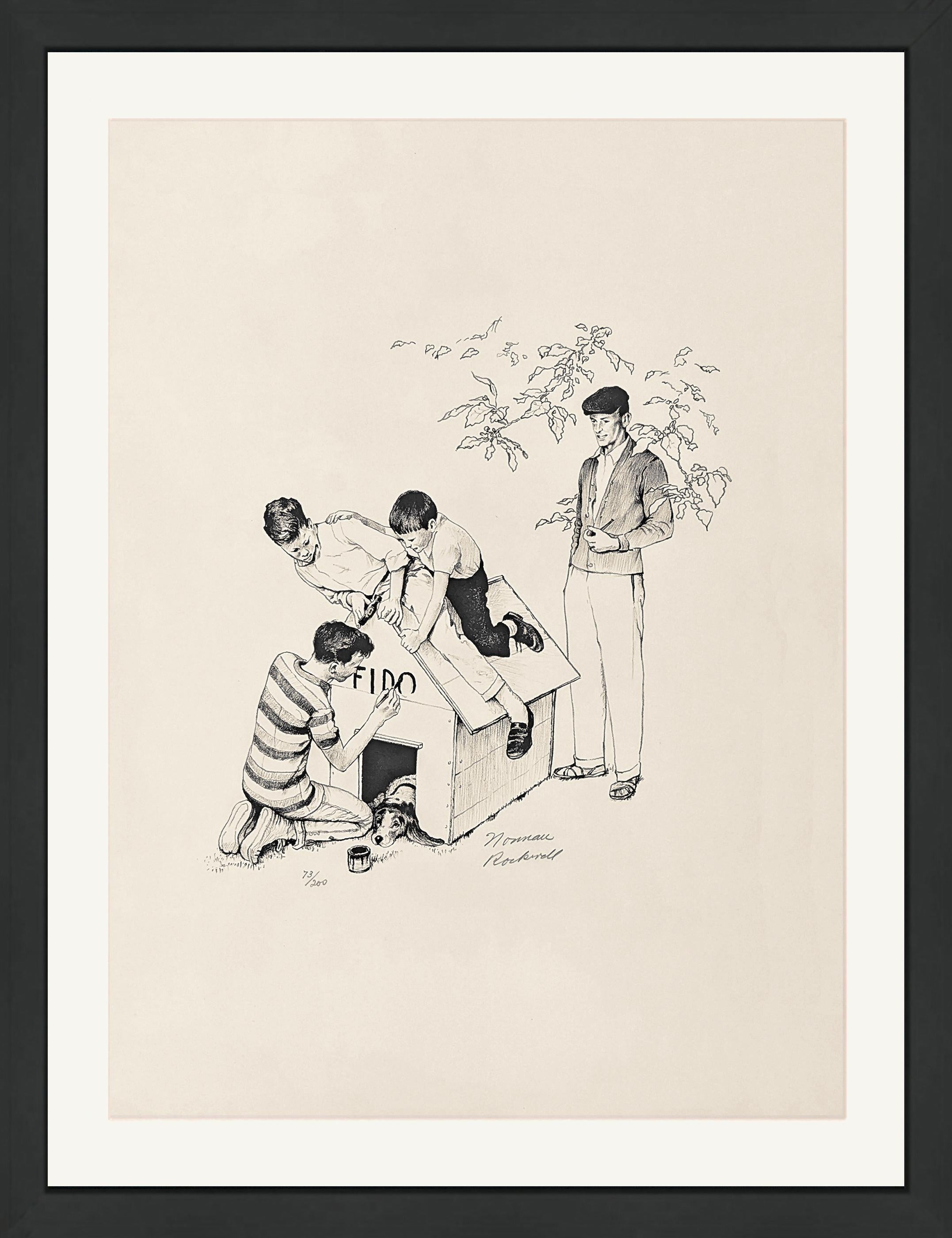 Fido's House, Hand Signed Lithograph, American Impressionist, 1970s