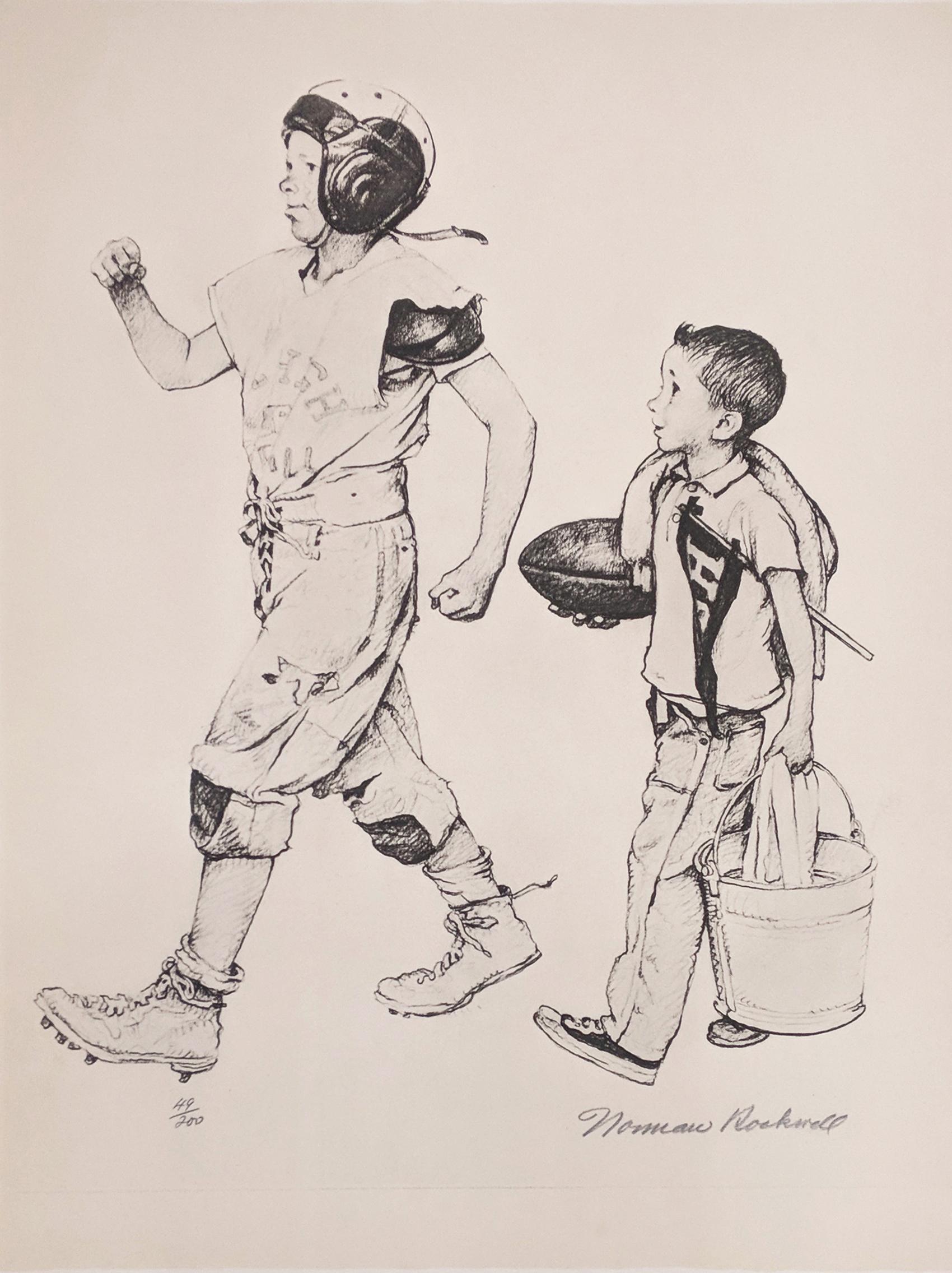 FOOTBALL MASCOT - Print by Norman Rockwell
