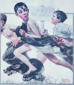 Hand Signed Norman Rockwell "No Swimming" Print