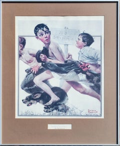Stampa firmata a mano "No Swimming" di Norman Rockwell