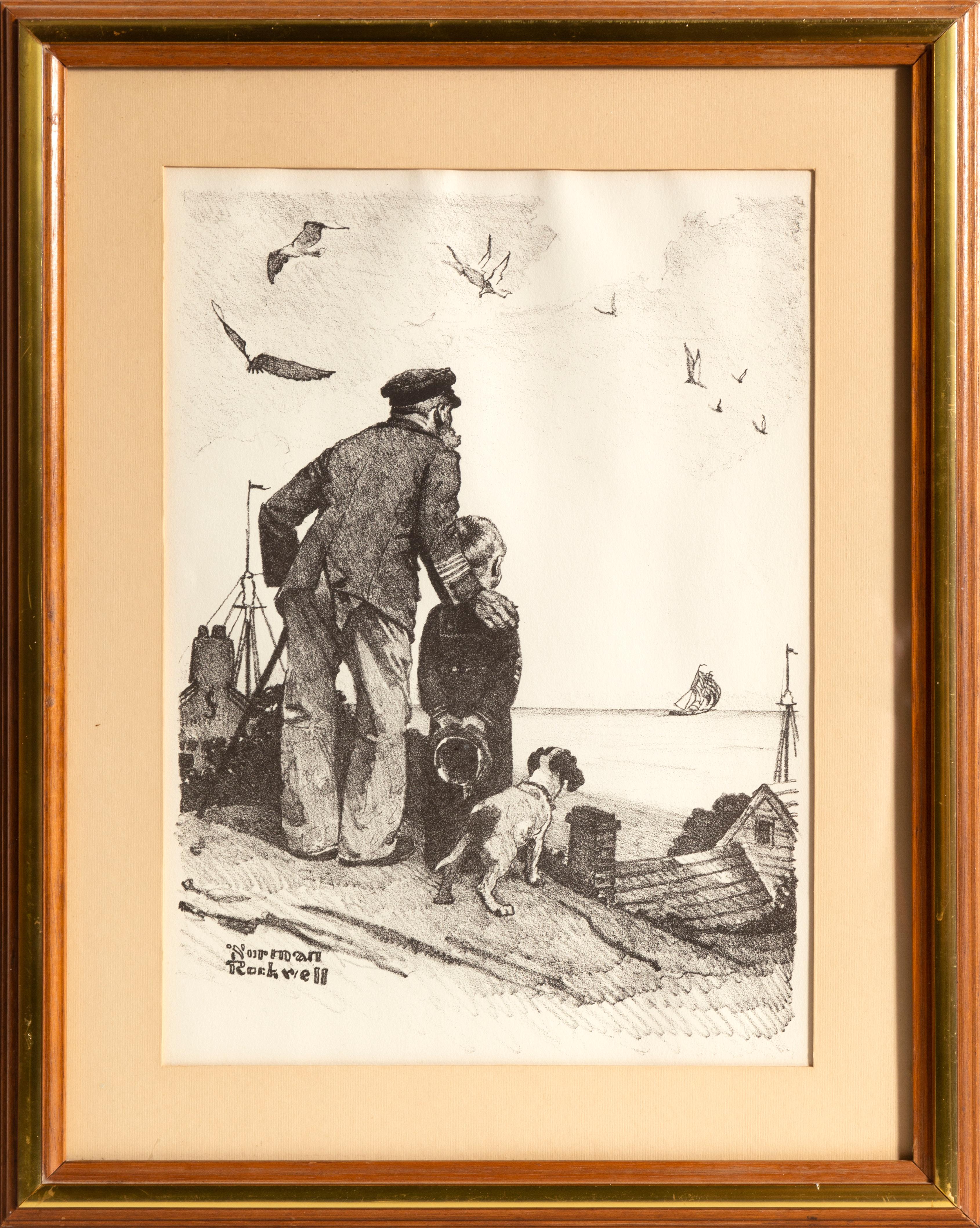 Norman Rockwell Landscape Print - Looking Out to Sea