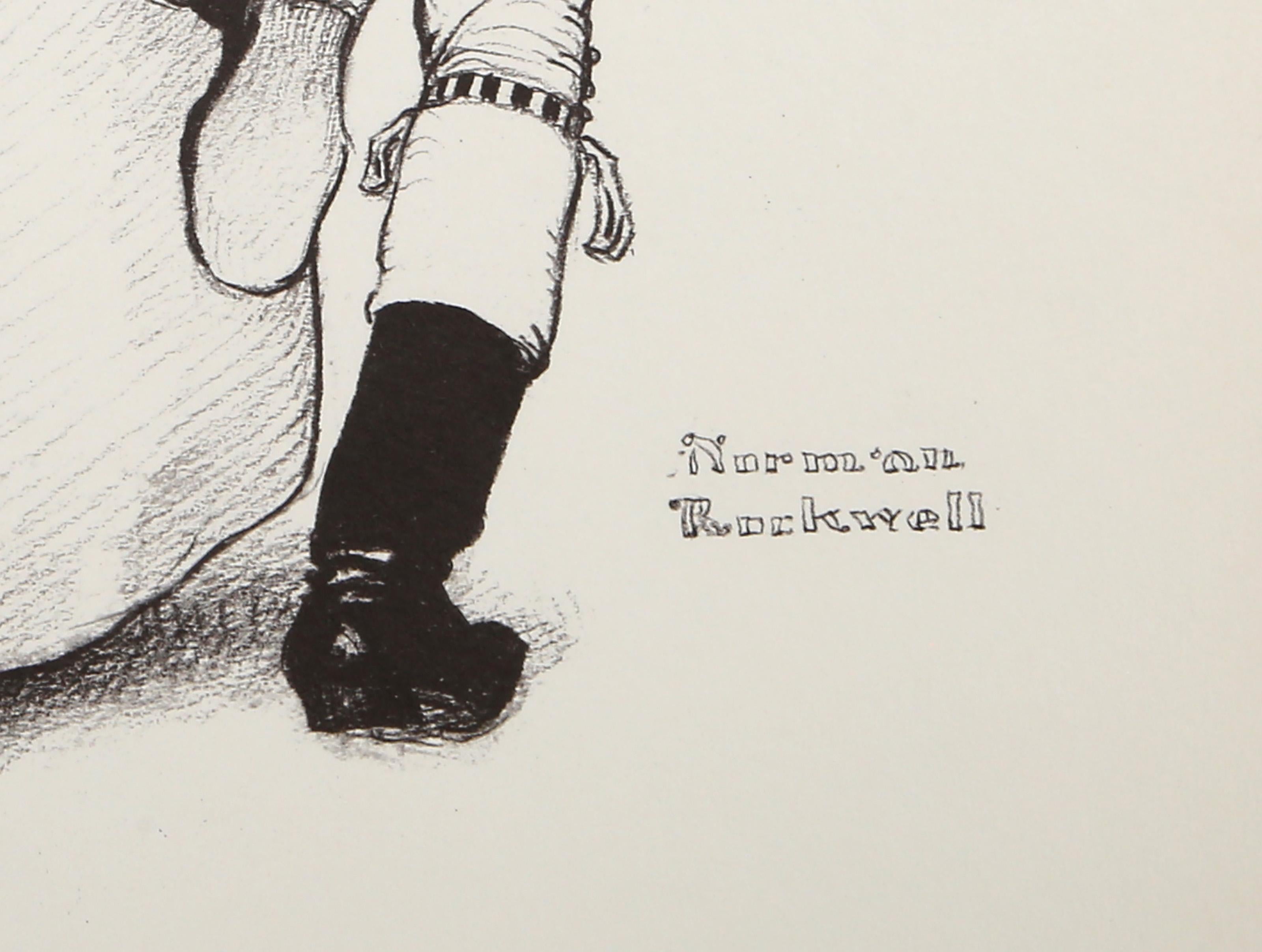 Mistletoe, American Realist Lithograph by Norman Rockwell For Sale 3