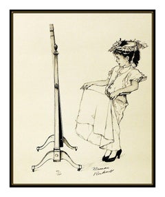 Norman Rockwell Dressing Up Lithograph Hand Signed Original Illustration Artwork