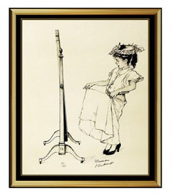 Norman Rockwell Dressing Up Lithograph Hand Signed Original Illustration Artwork