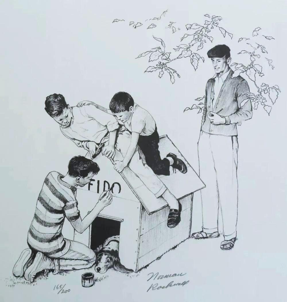 NORMAN ROCKWELL, 'LA CASA DE FIDO' 1973 LITOGRAFÍA FIRMADA Y NUMERADA - Print Contemporáneo de Norman Rockwell