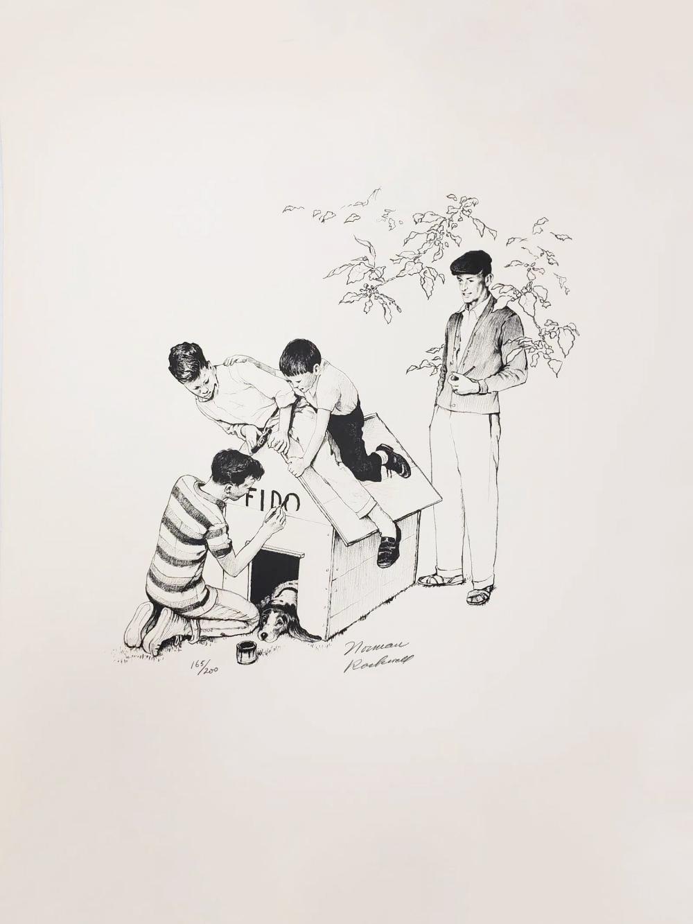 NORMAN ROCKWELL, 'LA CASA DE FIDO' 1973 LITOGRAFÍA FIRMADA Y NUMERADA - Print de Norman Rockwell