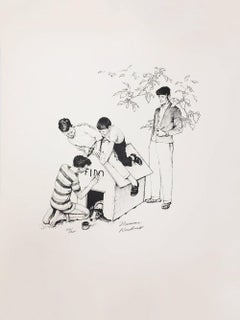 Vintage NORMAN ROCKWELL, 'FIDO'S HOUSE' 1973 SIGNED & NUMBERED LITHOGRAPH