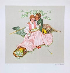 Vintage Norman Rockwell 'Flowers in Tender Bloom' 1977, signed & numbered lithograph