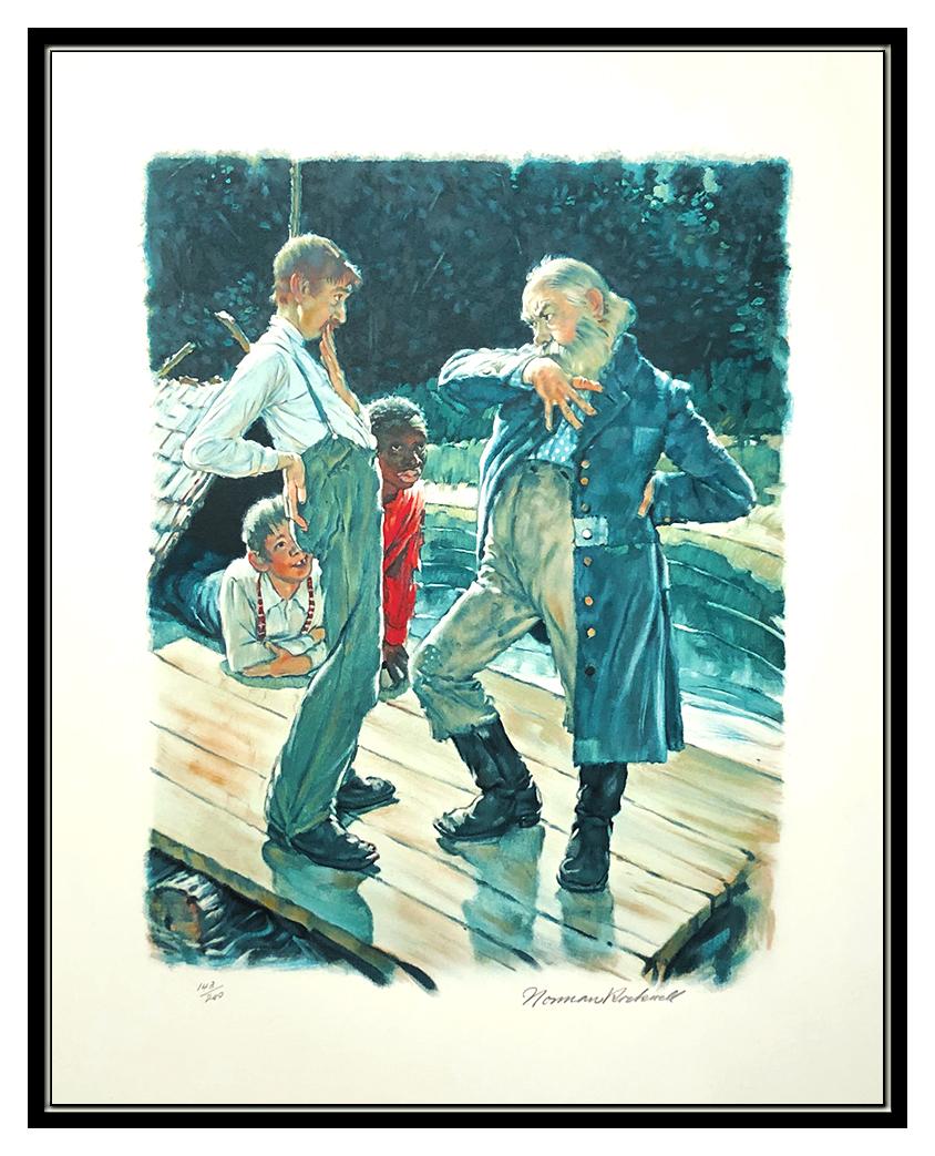 Norman Rockwell Hand Signed Lithograph Huckleberry Finn Your Eyes Is Lookin Art - Print by After Norman Rockwell