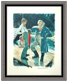 Norman Rockwell Hand Signed Lithograph Huckleberry Finn Your Eyes Is Lookin Art