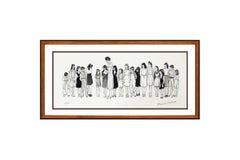 Vintage Norman Rockwell Hand Signed Spelling Bee Lithograph Illustration Large Artwork