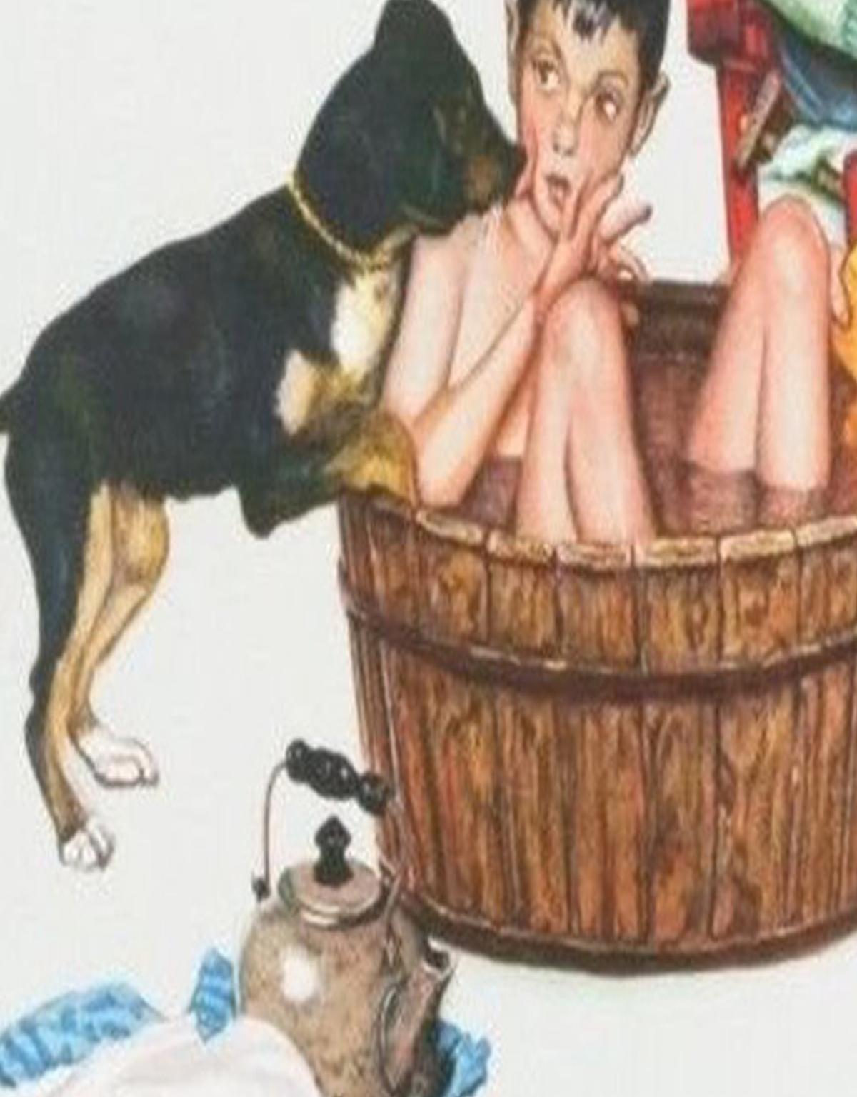 Norman Rockwell Lickin Good Bath  Encore Edition For Sale 1