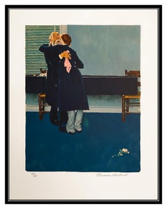 Norman Rockwell Original Color Lithograph Hand Signed Huck Finn Folio Framed Art