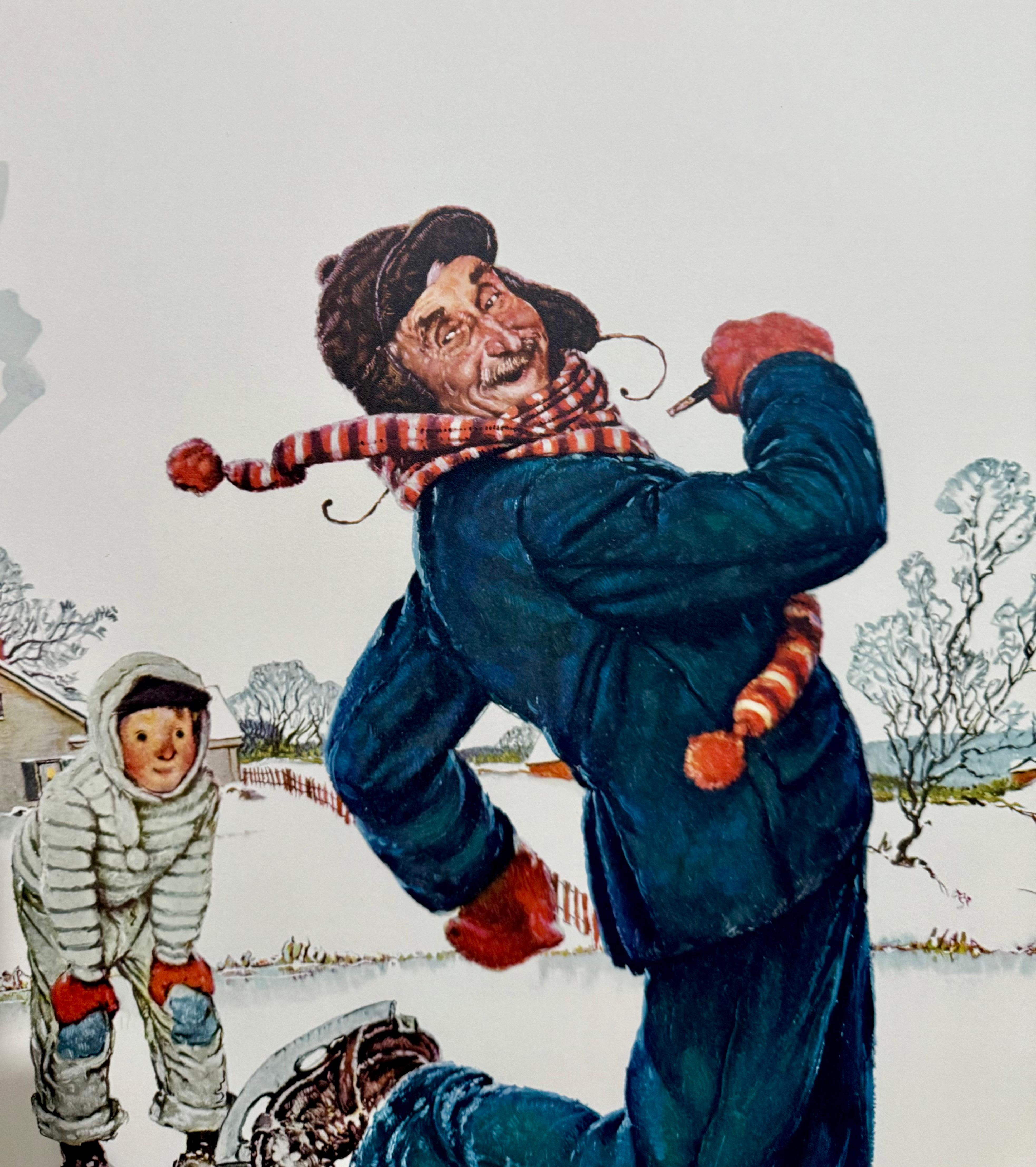 Norman Rockwell, litografia originale sul pattinaggio su ghiaccio firmata a mano Americana in vendita 6